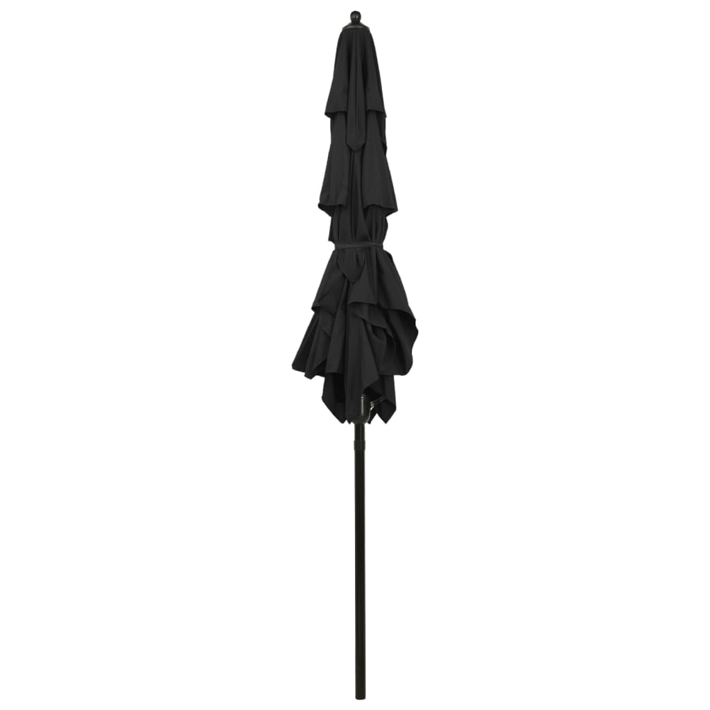 3-Tier Garden Parasol with Aluminium Pole Black 2x2 m
