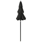 3-Tier Garden Parasol with Aluminium Pole Black 2 m