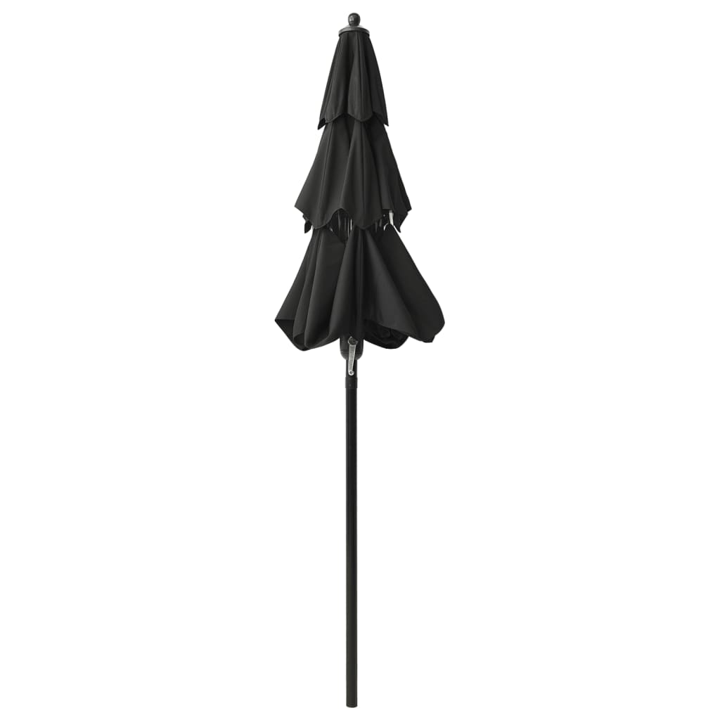 3-Tier Garden Parasol with Aluminium Pole Black 2 m
