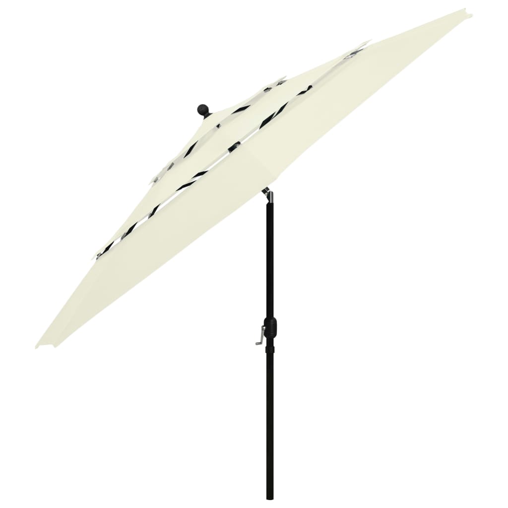 3-Tier Garden Parasol with Aluminium Pole Sand 3.5 m