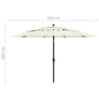 3-Tier Garden Parasol with Aluminium Pole Sand 3.5 m