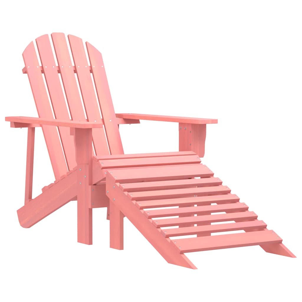 Garden Adirondack Chair with Ottoman Solid Fir Wood Pink