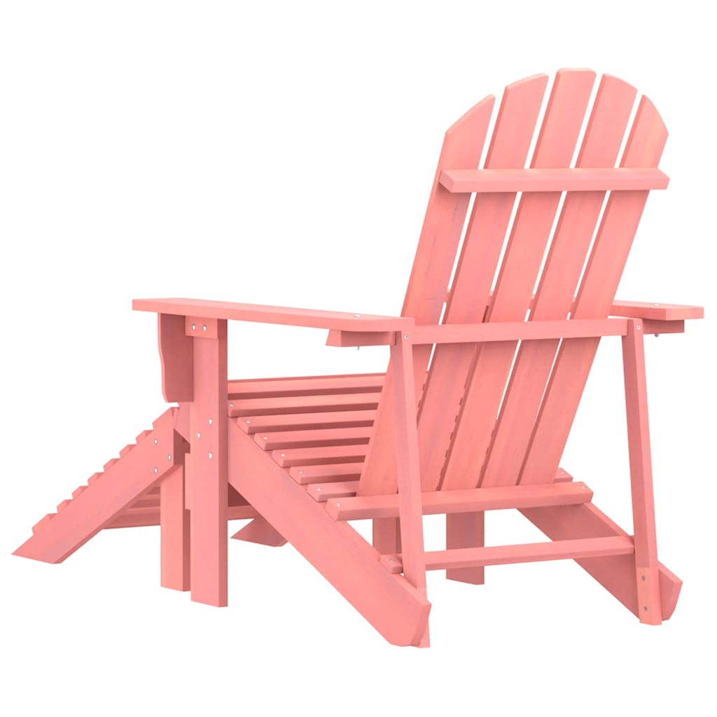 Garden Adirondack Chair with Ottoman Solid Fir Wood Pink
