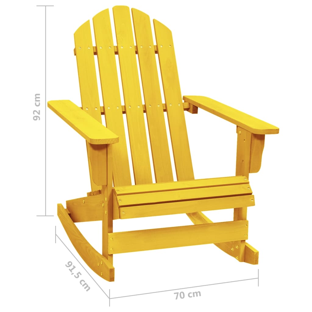 Garden Adirondack Rocking Chair Solid Fir Wood Yellow