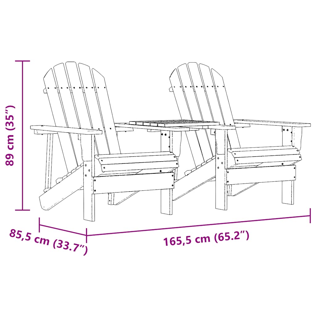 Garden Adirondack Chairs with Tea Table Solid Fir Wood