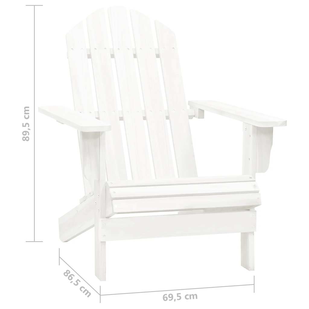 Garden Adirondack Chair with Table Solid Fir Wood White