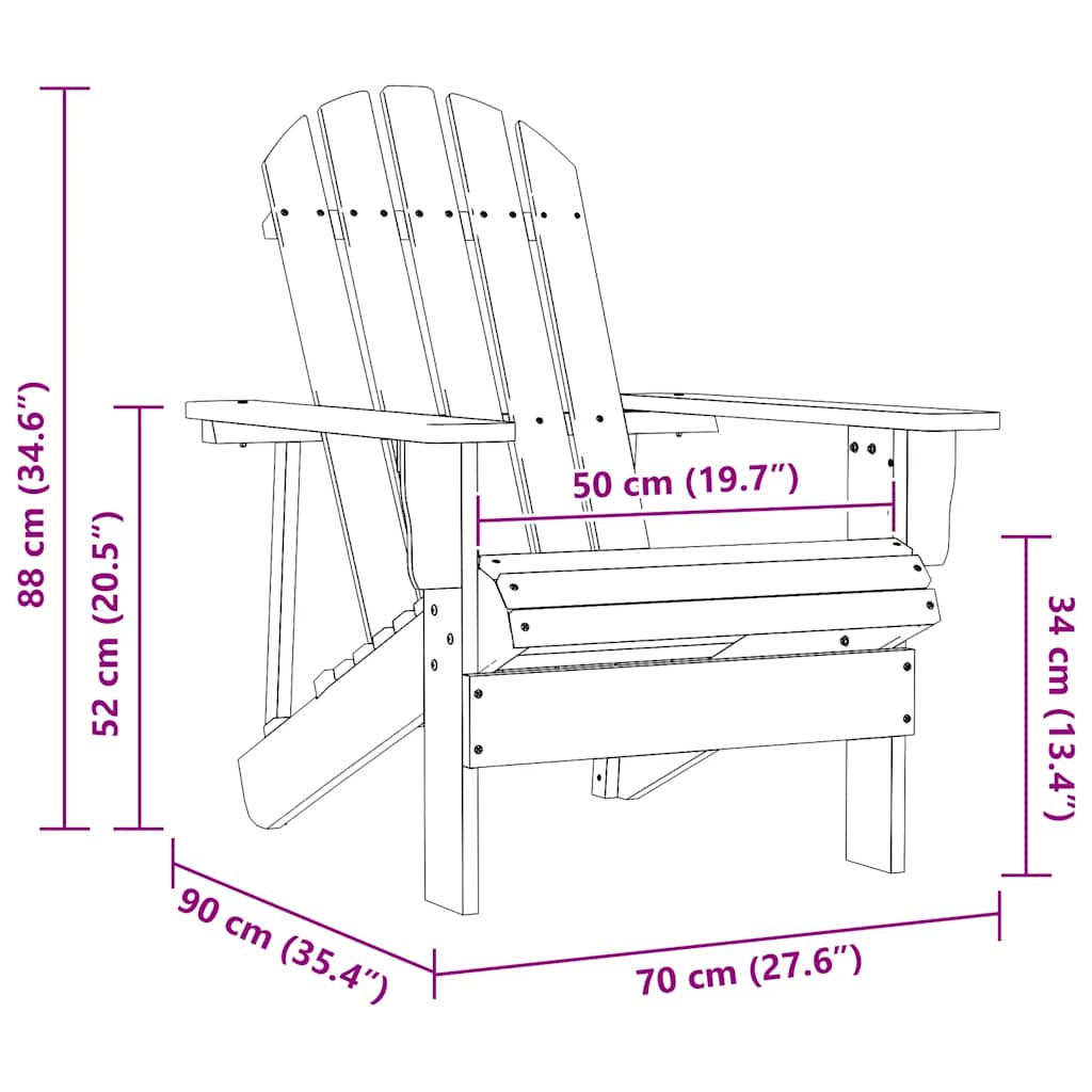Garden Adirondack Chair with Table Solid Fir Wood