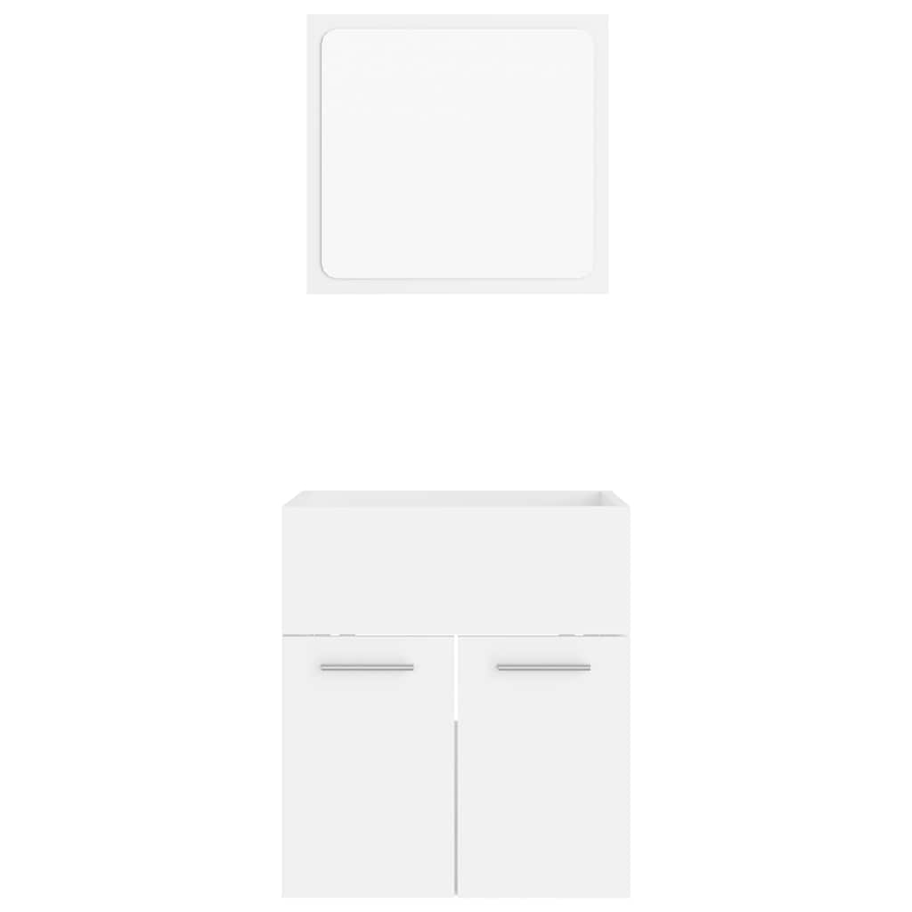 2 Piece Bathroom Furniture Set White Engineered Wood