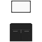 2 Piece Bathroom Furniture Set Black Engineered Wood