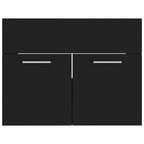 2 Piece Bathroom Furniture Set Black Engineered Wood