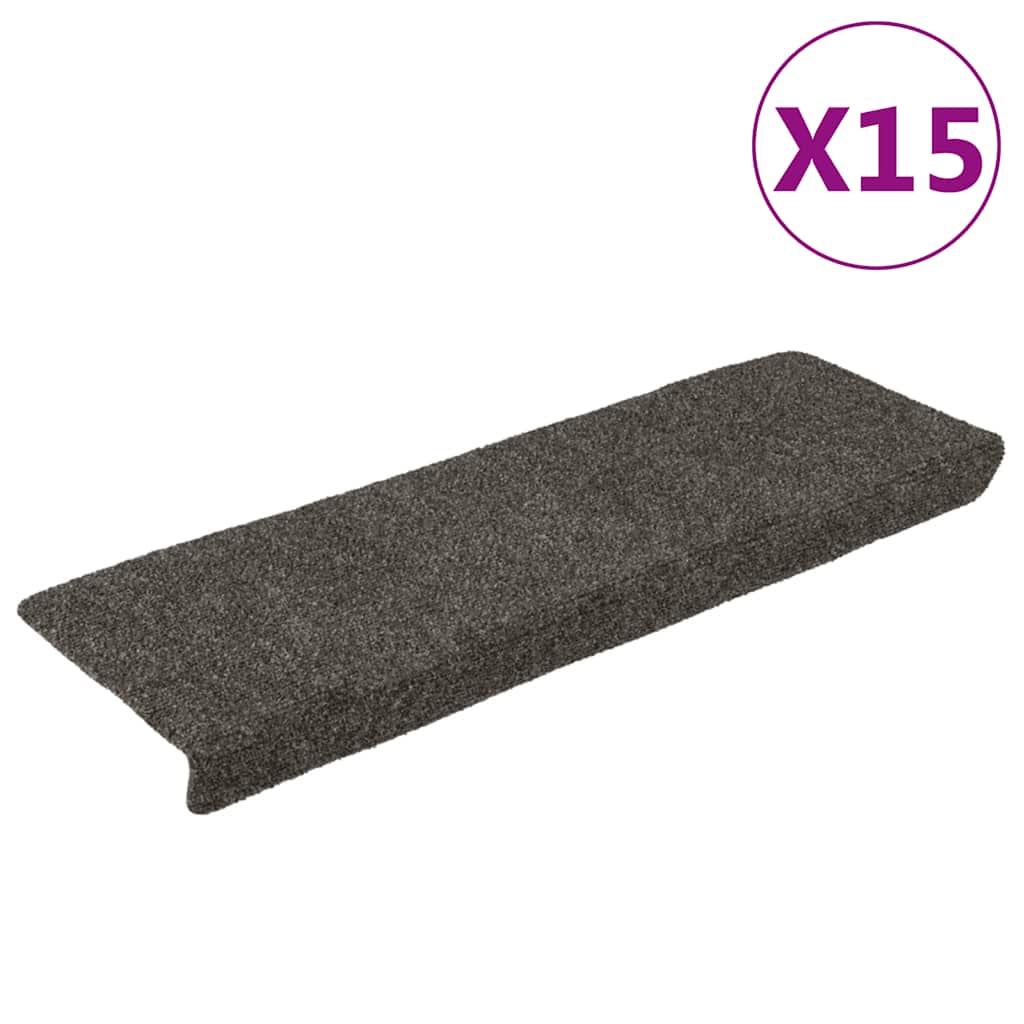 Stair Mats Self-adhesive 15 pcs 65x21x4 cm Anthracite Rectangular Edge