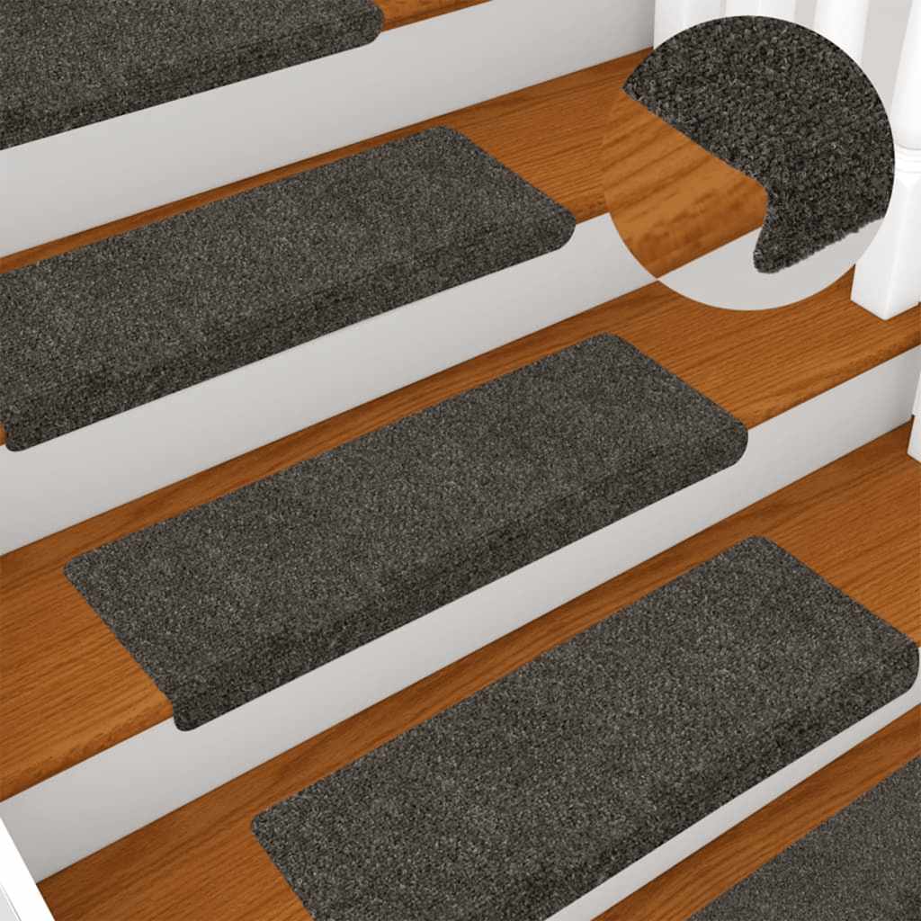 Stair Mats Self-adhesive 15 pcs 65x21x4 cm Anthracite Rectangular Edge