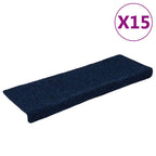 Stair Mats Self-adhesive 15 pcs 65x21x4 cm Navy Rectangular Edge