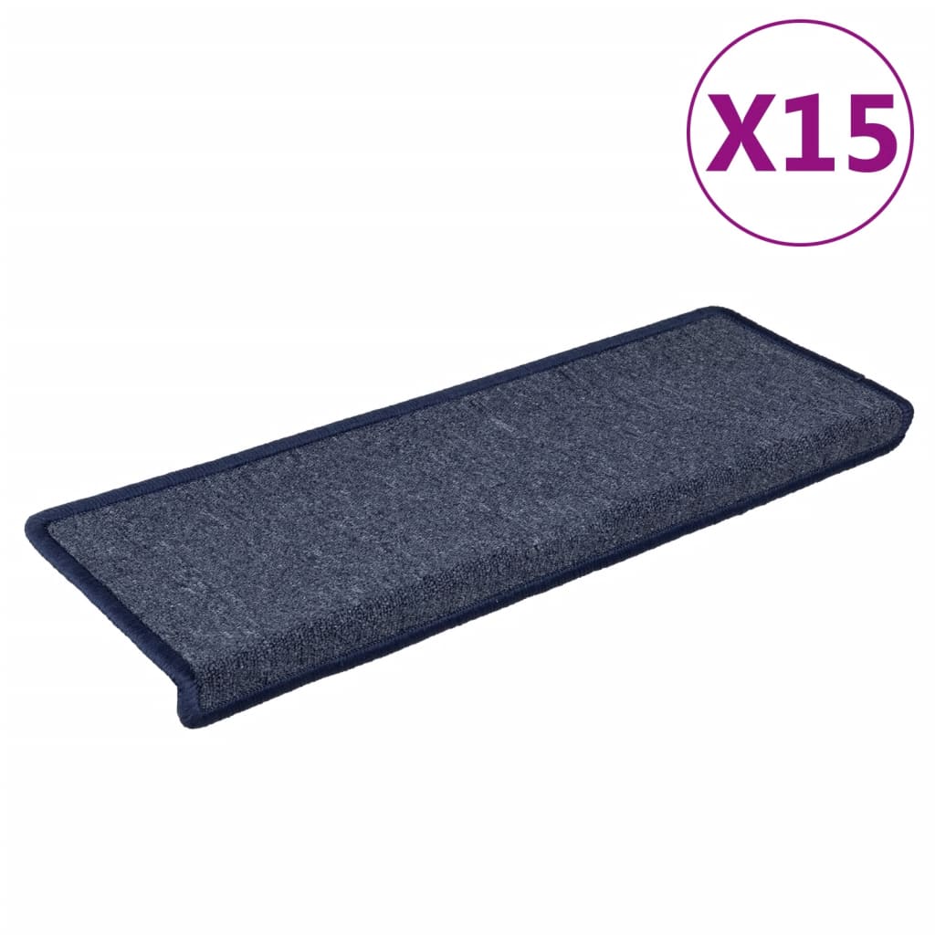 Stair Mats 15 pcs 65x21x4 cm Dark Grey and Blue Rectangular Edge