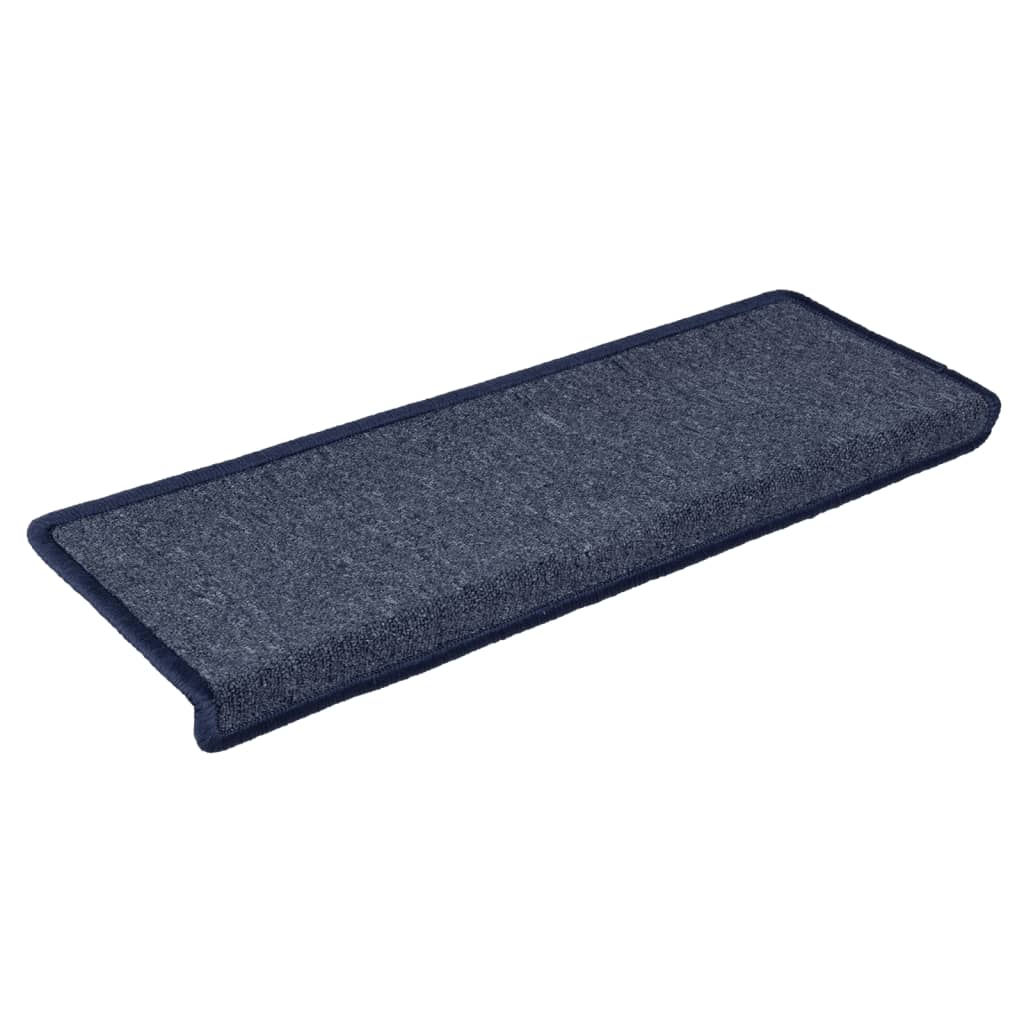 Stair Mats 15 pcs 65x21x4 cm Dark Grey and Blue Rectangular Edge