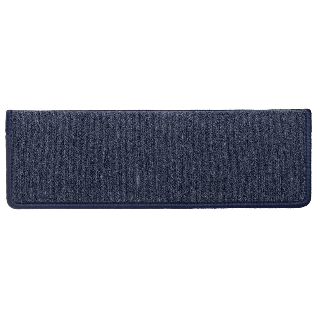 Stair Mats 15 pcs 65x21x4 cm Dark Grey and Blue Rectangular Edge
