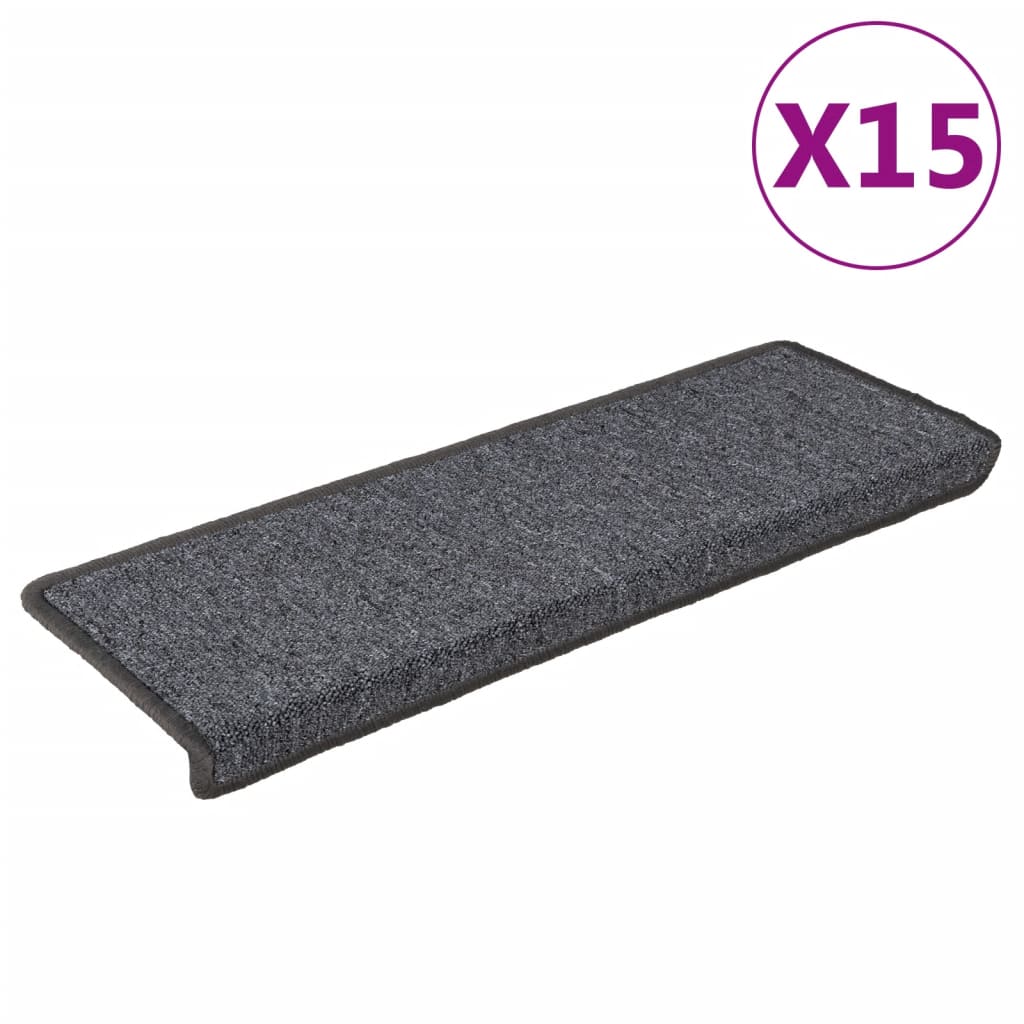Stair Mats 15 pcs 65x21x4 cm Dark Grey Rectangular Edge
