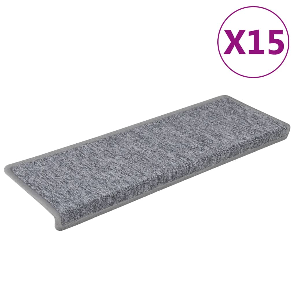 Stair Mats 15 pcs 65x21x4 cm Light Grey Rectangular Edge