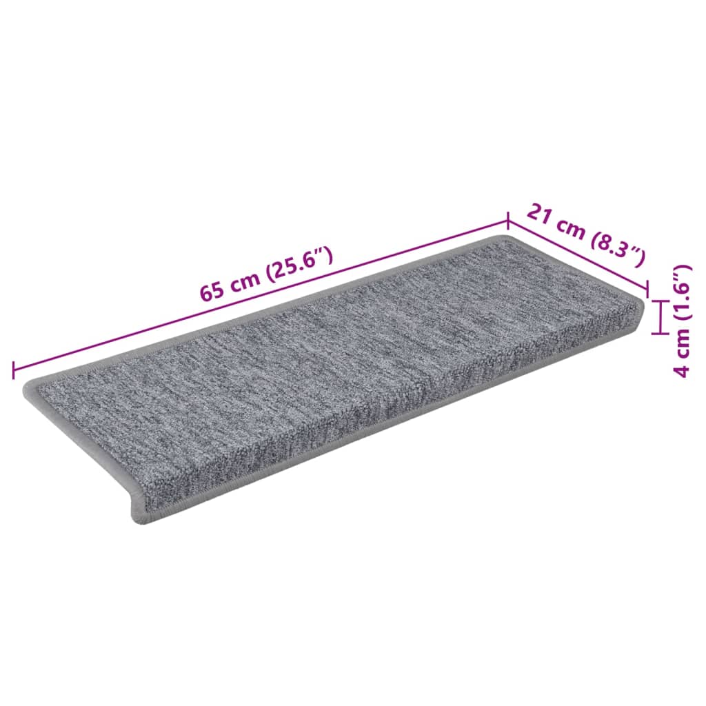 Stair Mats 15 pcs 65x21x4 cm Light Grey Rectangular Edge