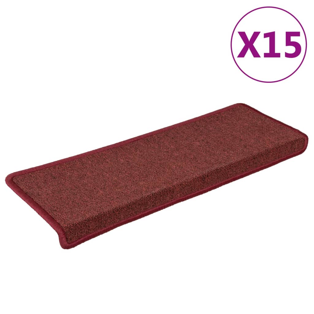 Stair Mats 15 pcs 65x21x4 cm Bordeaux Rectangular Edge