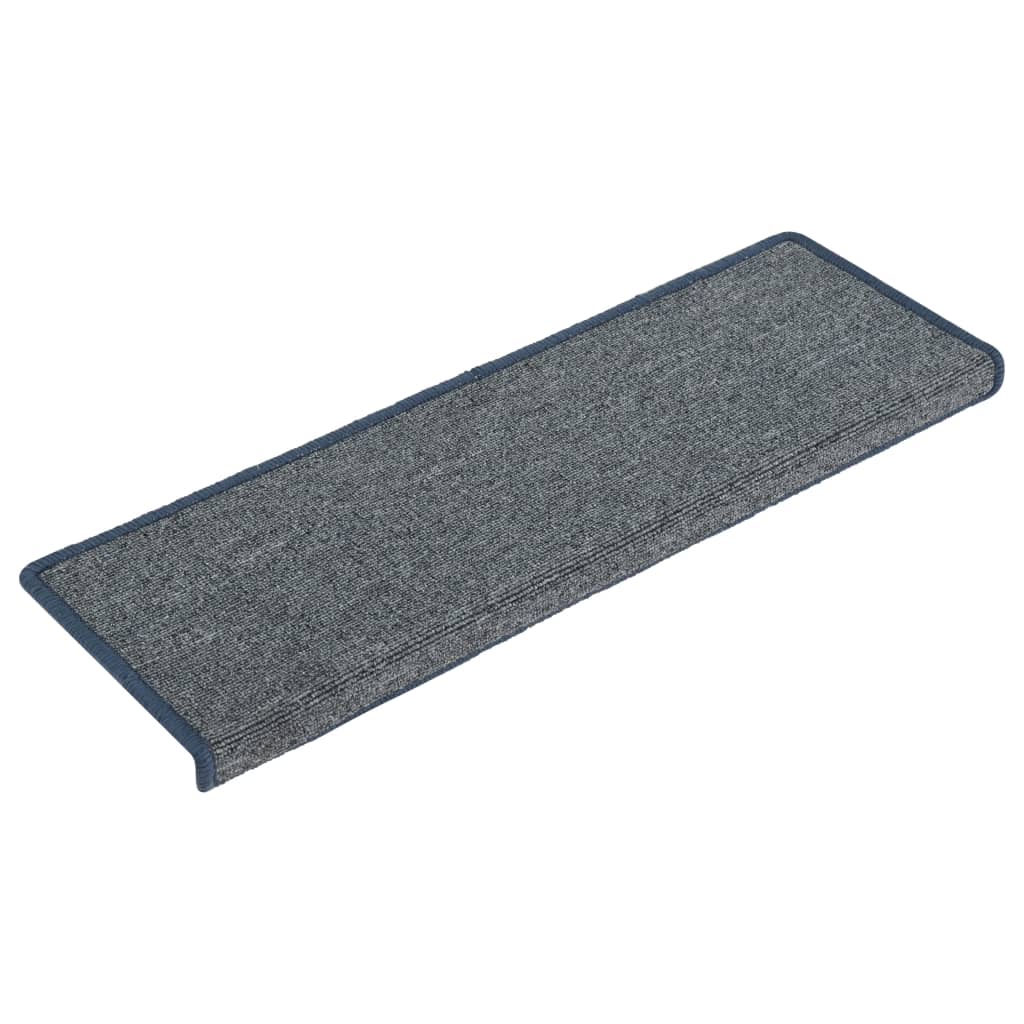 Stair Mats 15 pcs 65x21x4 cm Light Grey and Blue Rectangular Edge