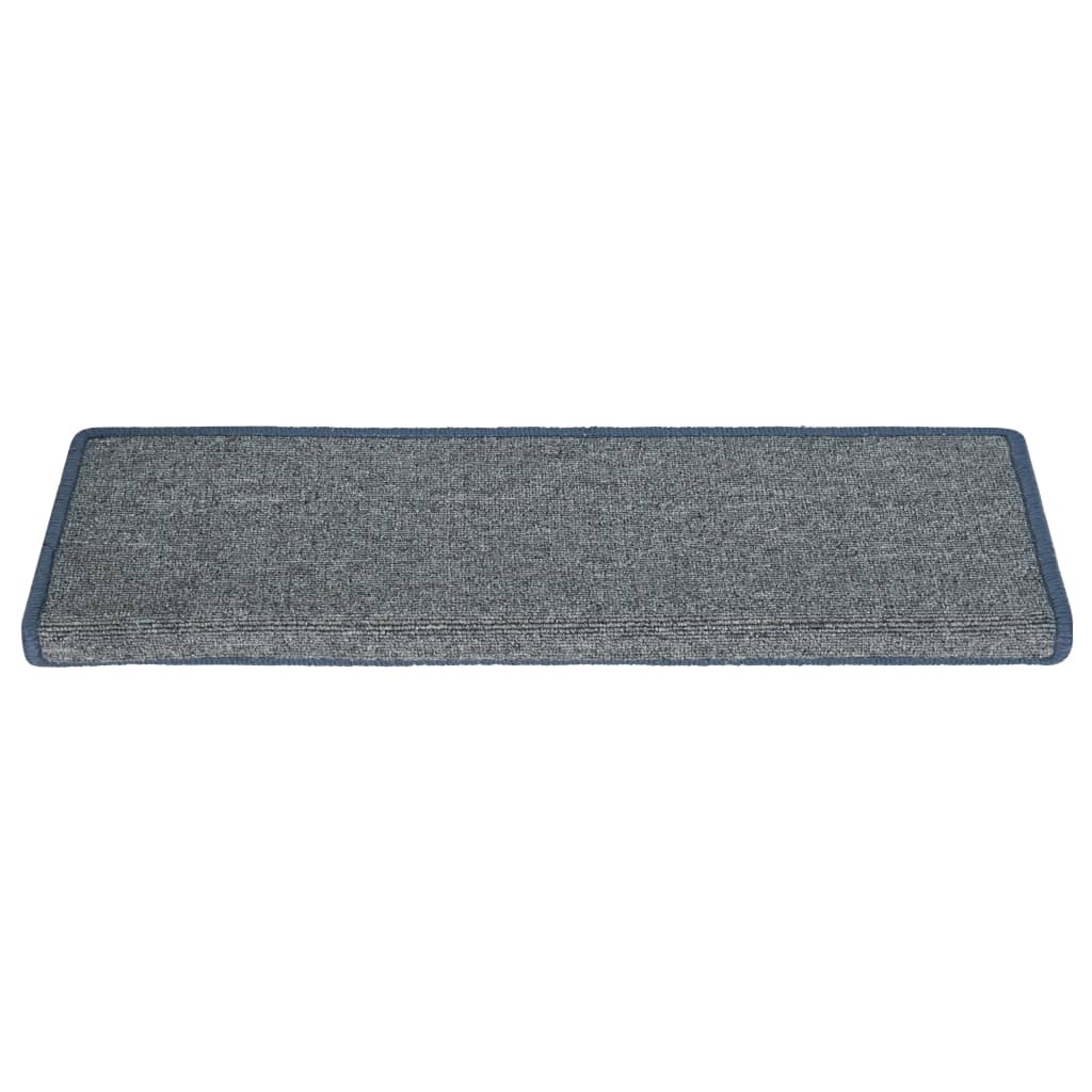 Stair Mats 15 pcs 65x21x4 cm Light Grey and Blue Rectangular Edge