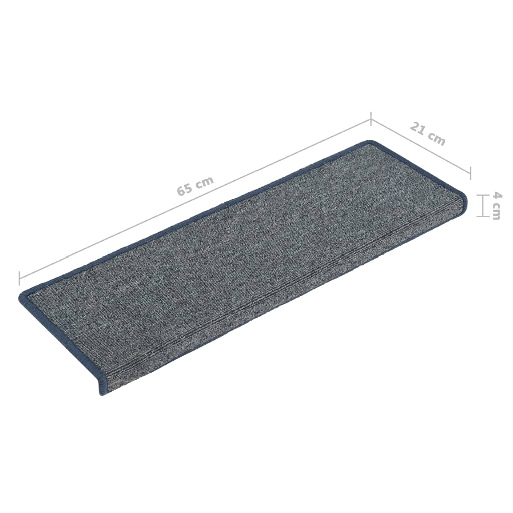 Stair Mats 15 pcs 65x21x4 cm Light Grey and Blue Rectangular Edge