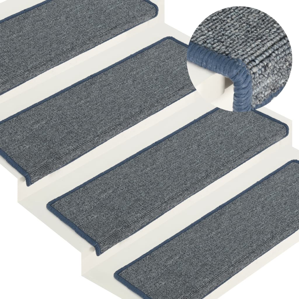 Stair Mats 15 pcs 65x21x4 cm Light Grey and Blue Rectangular Edge