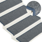 Stair Mats 15 pcs 65x21x4 cm Light Grey and Blue Rectangular Edge
