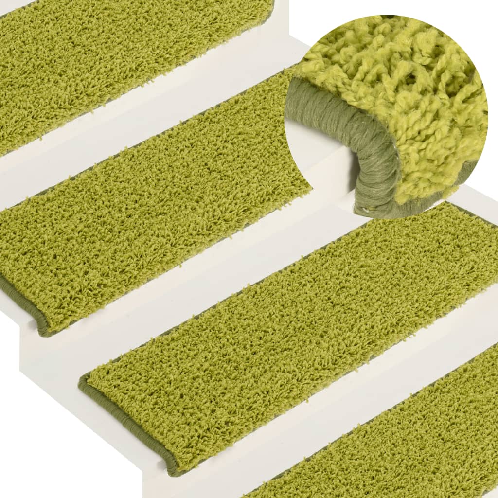Stair Mats 15 pcs 65x21x4 cm Green Rectangular Edge