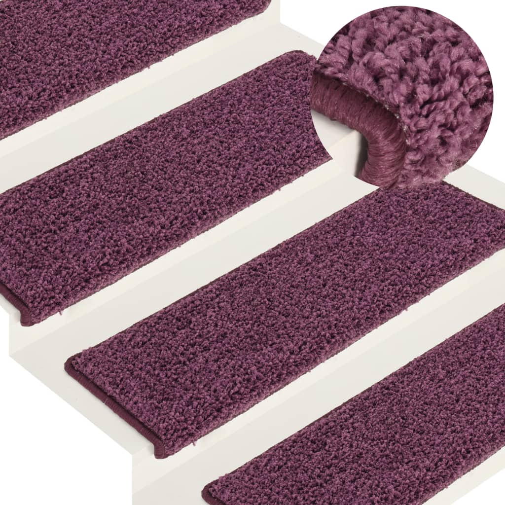 Stair Mats 15 pcs 65x21x4 cm Dark Purple Rectangular Edge