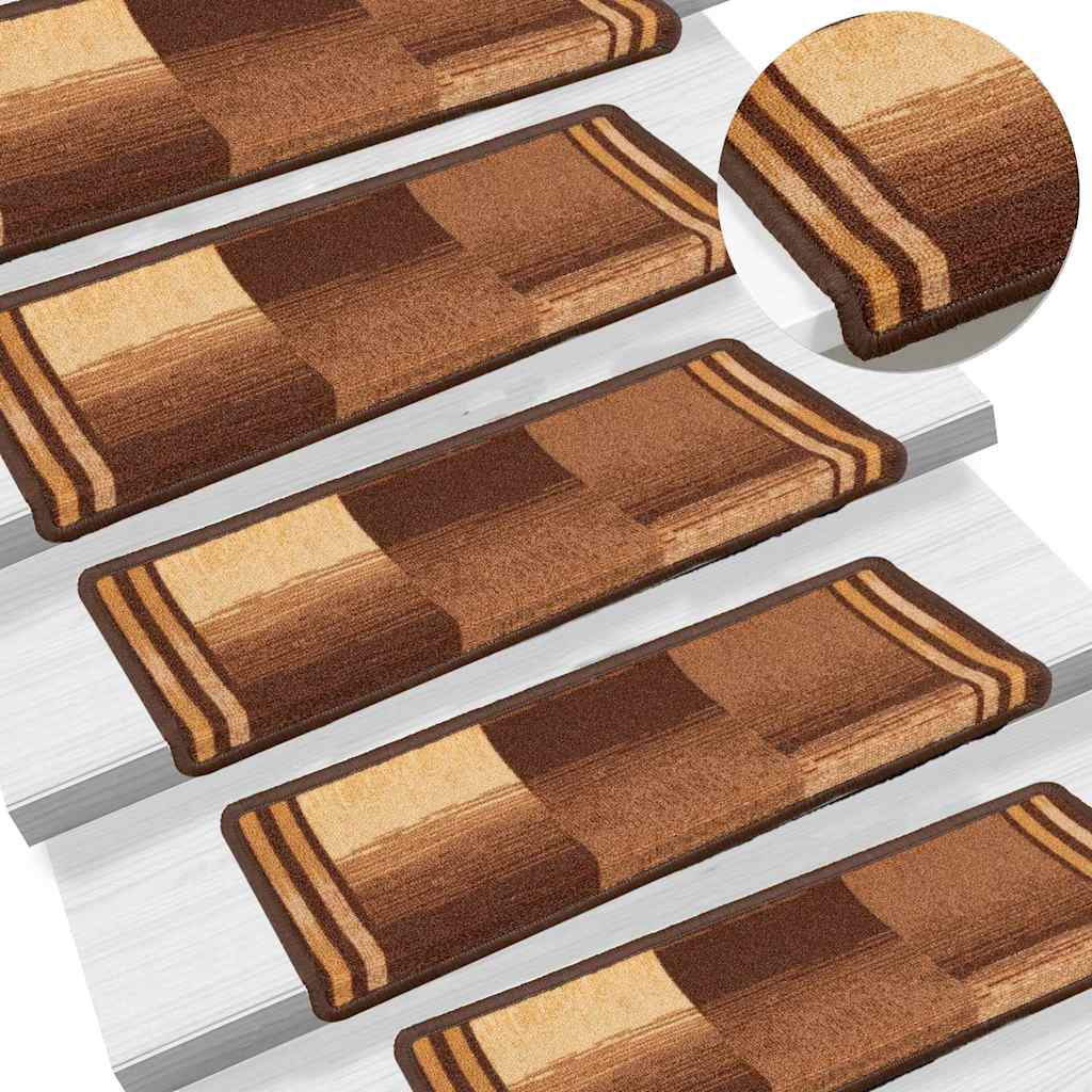 Stair Mats Self-adhesive 15 pcs 65x21x4 cm Brown