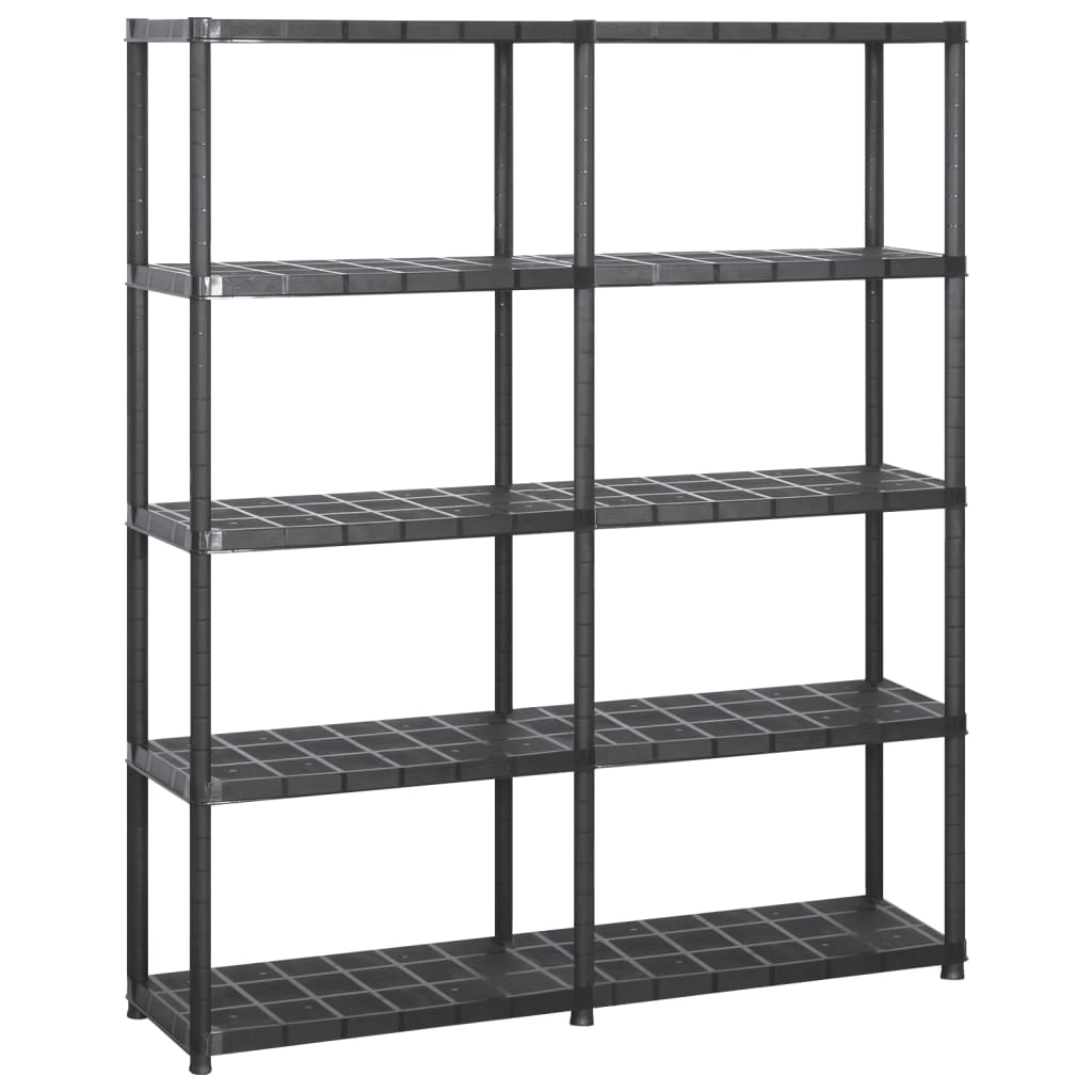 Storage Shelf 5-Tier Black Plastic
