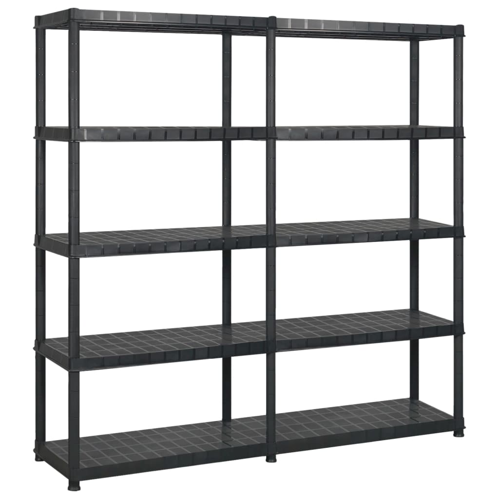 Storage Shelf 5-Tier Black Plastic