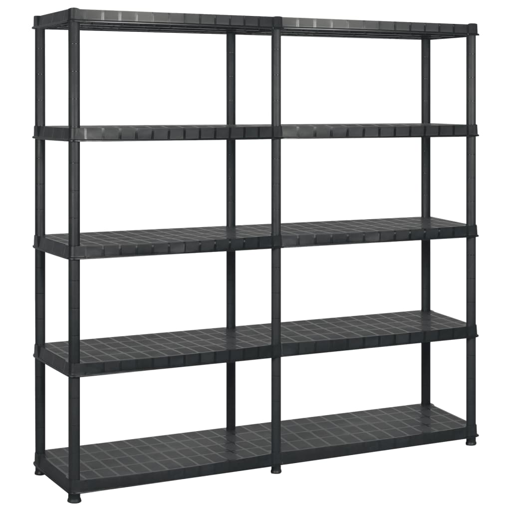 Storage Shelf 5-Tier Black Plastic