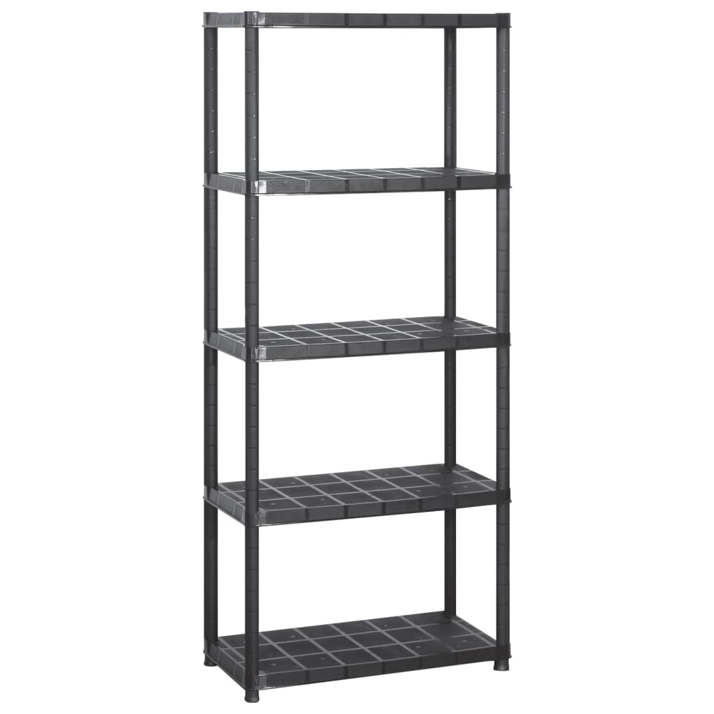 Storage Shelf 5-Tier Black Plastic