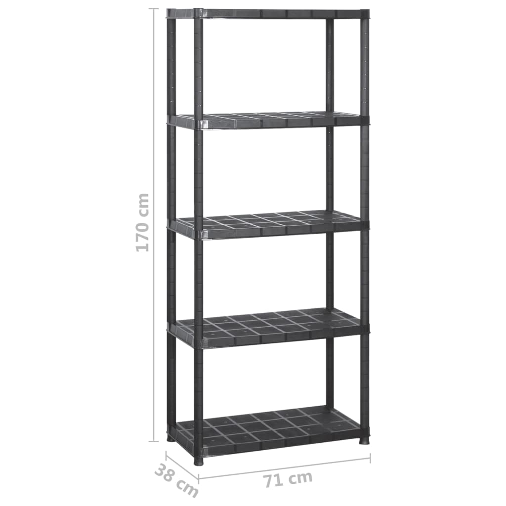 Storage Shelf 5-Tier Black Plastic