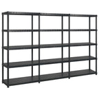 Storage Shelf 5-Tier Black Plastic