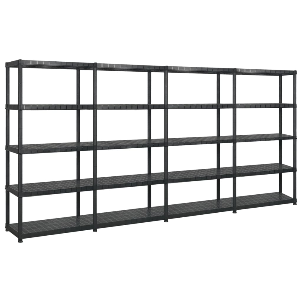 Storage Shelf 5-Tier Black Plastic