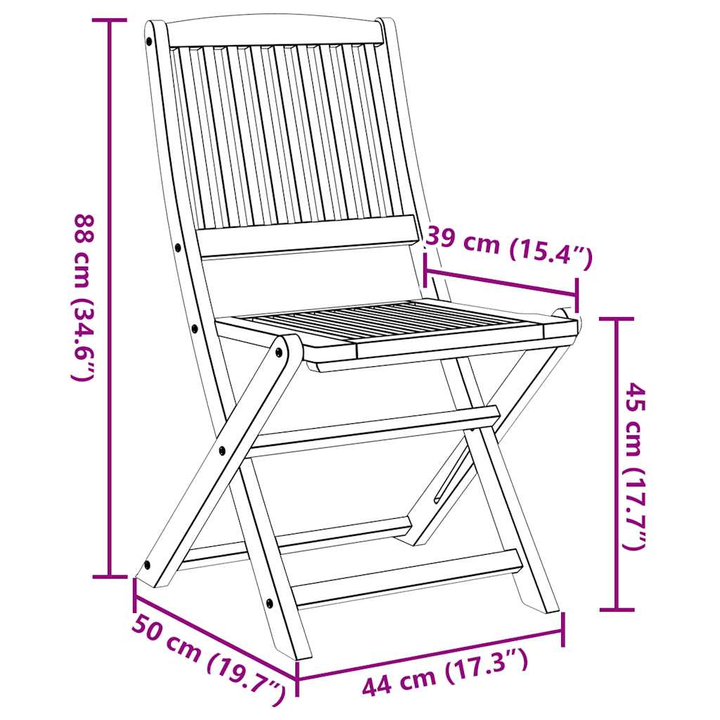 Folding Outdoor Chairs 6 pcs Solid Acacia Wood