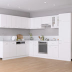 14 Piece Kitchen Cabinet Set Lyon White Engineered Wood