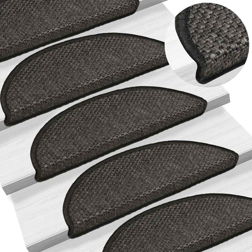 Self-adhesive Stair Mats Sisal-Look 15 pcs 56x20 cm Anthracite