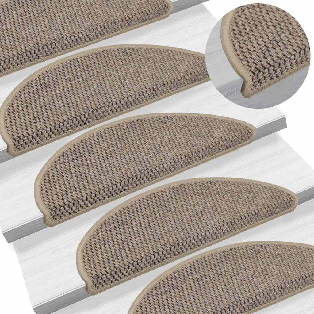 Stair Mats Self-adhesive Sisal-Look 15 pcs 56x17x3 cm Dark Beige