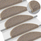 Stair Mats Self-adhesive Sisal-Look 15 pcs 56x17x3 cm Dark Beige