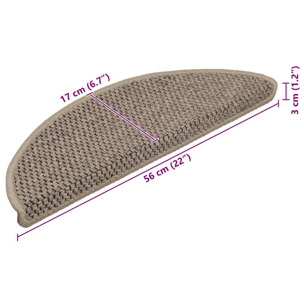 Stair Mats Self-adhesive Sisal-Look 15 pcs 56x17x3 cm Dark Beige