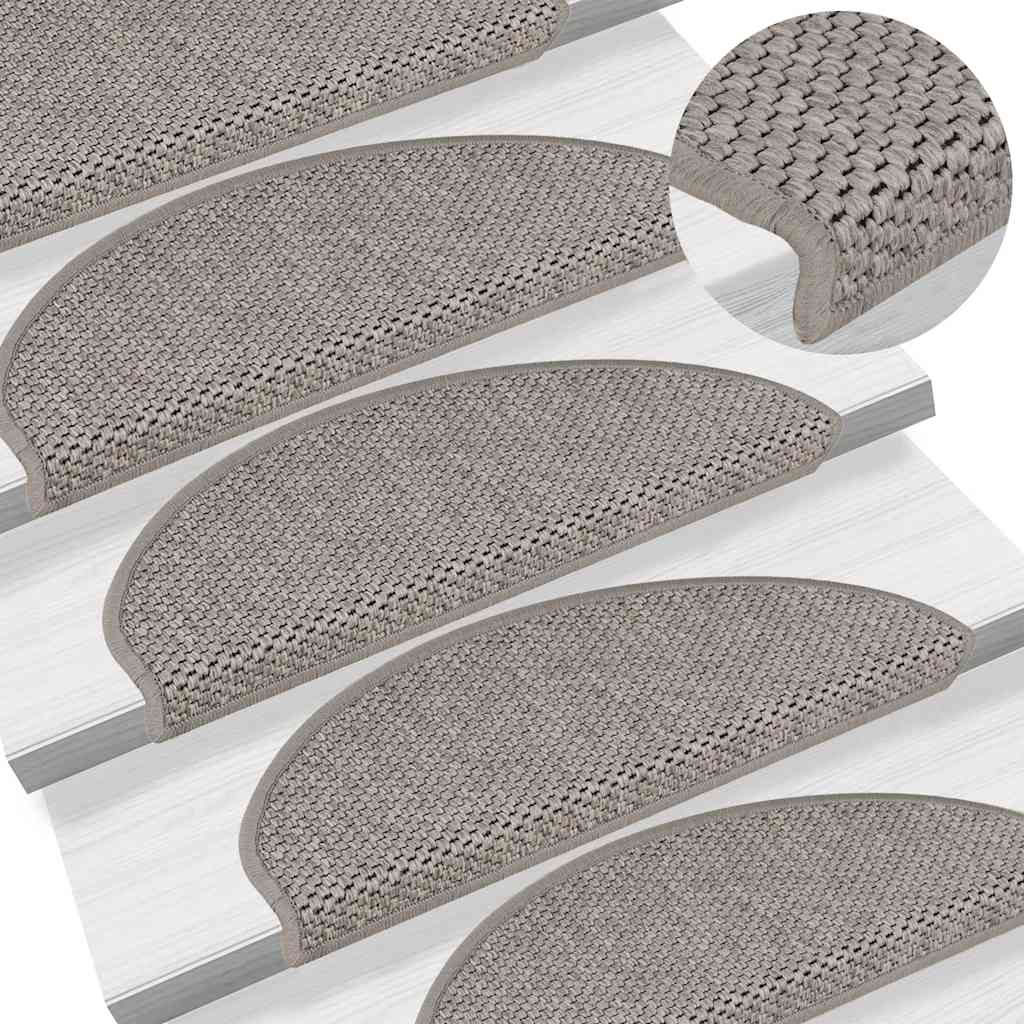 Stair Mats Self-adhesive Sisal-Look 15 pcs 65x21x4 cm Silver