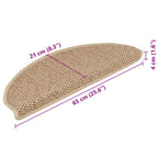Stair Mats Self-adhesive Sisal-Look 15 pcs 65x21x4 cm Sand