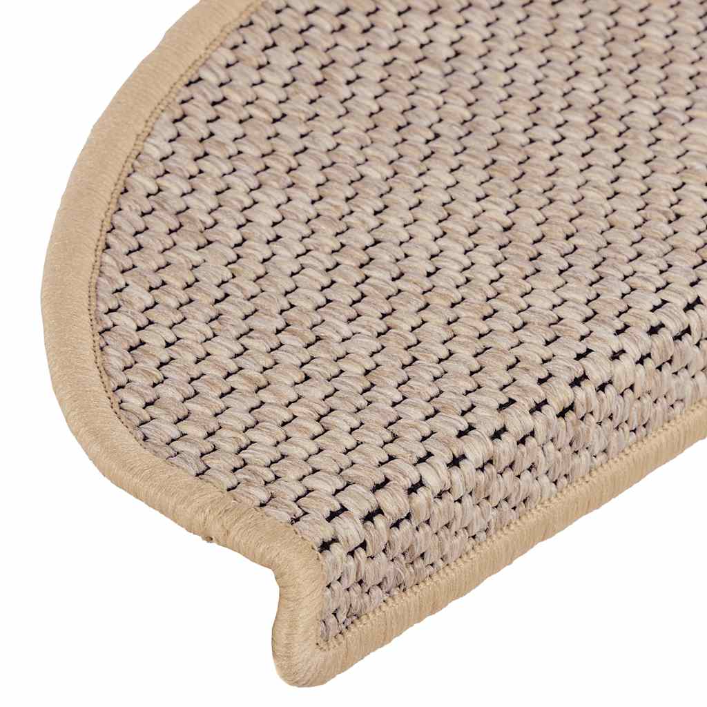 Stair Mats Self-adhesive Sisal-Look 15 pcs 65x21x4 cm Light Beige