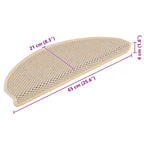 Stair Mats Self-adhesive Sisal-Look 15 pcs 65x21x4 cm Berber