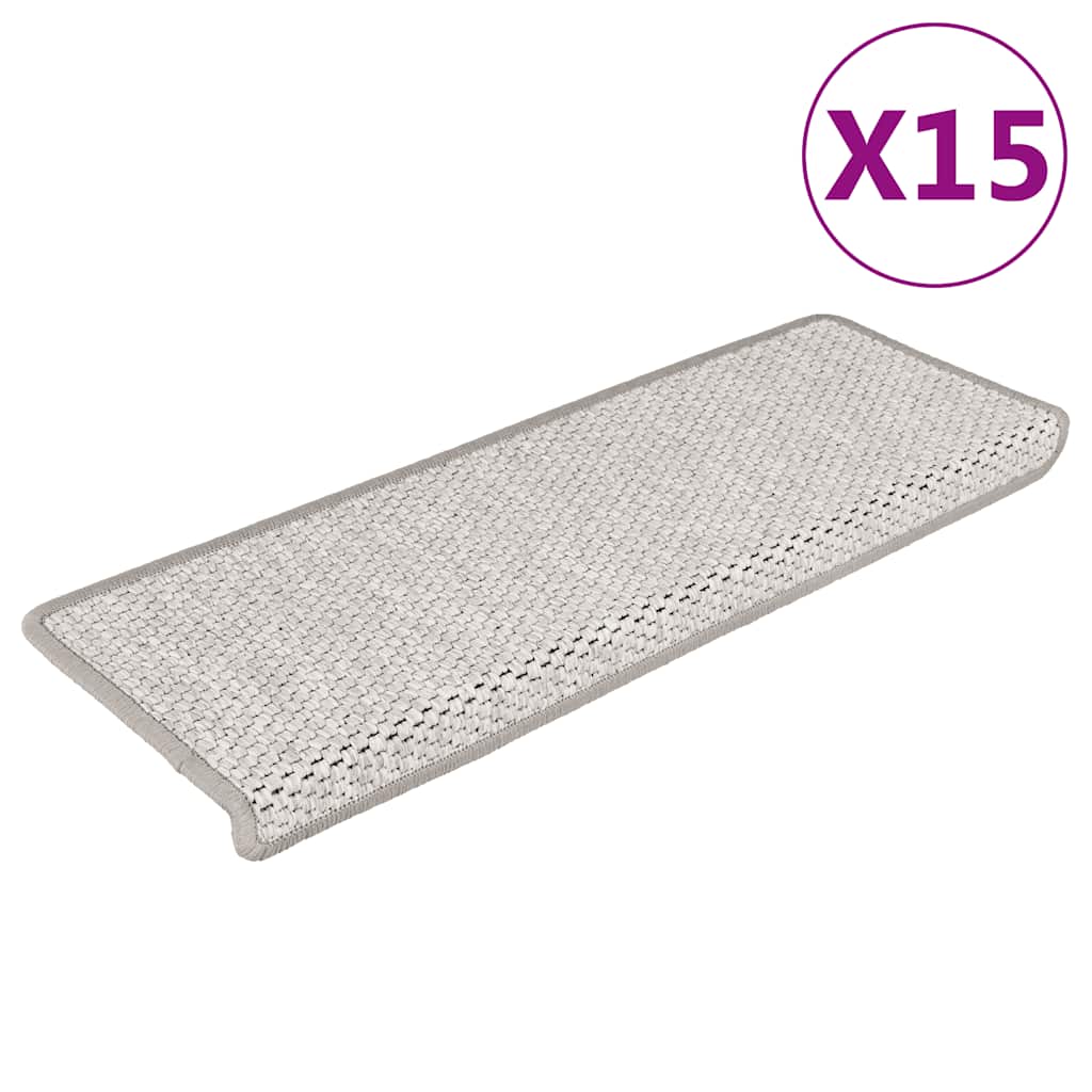 Stair Mats Self-adhesive Sisal-Look 15 pcs 65x21x4 cm Platina